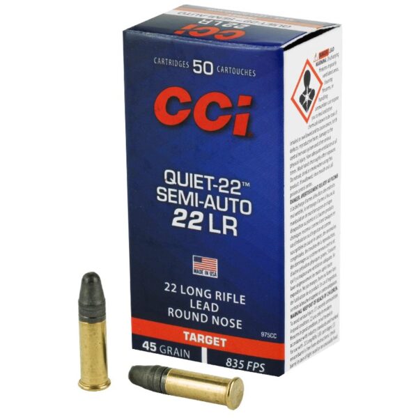 Náboj kulový CCI, SemiAuto Quiet 22, .22LR, 45GR, LRN, pro samonabíjecí zbraně, Subsonic