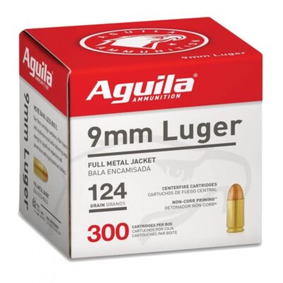 Náboj kulový Aguila, Handgun, 9mm Luger, 124GR (8,0g), FMJ, balení 300ks