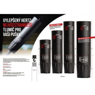 Tlumič A-TEC, model H2, 3 modulový, pro ráže do .375" (9,5mm), na závit M15x1mm