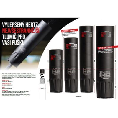 Tlumič A-TEC, model H2, 3 modulový, pro ráže do .338" (8,5mm), na závit 1/2"-28