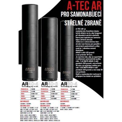 Tlumič A-TEC, AR 40-4, modulový, Cerakote pro ráže do .30" (7,62mm), na závit 5/8"-24 UNEF