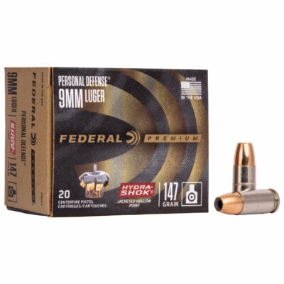 Náboj kulový Federal, Personal Defense, 9mm Luger, 147GR, Hydra-Shok JHP