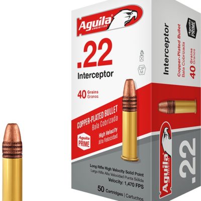 Náboj kulový Aguila, Interceptor, .22LR, 40GR (2,6g), poměděnná HV SP, 1B220320