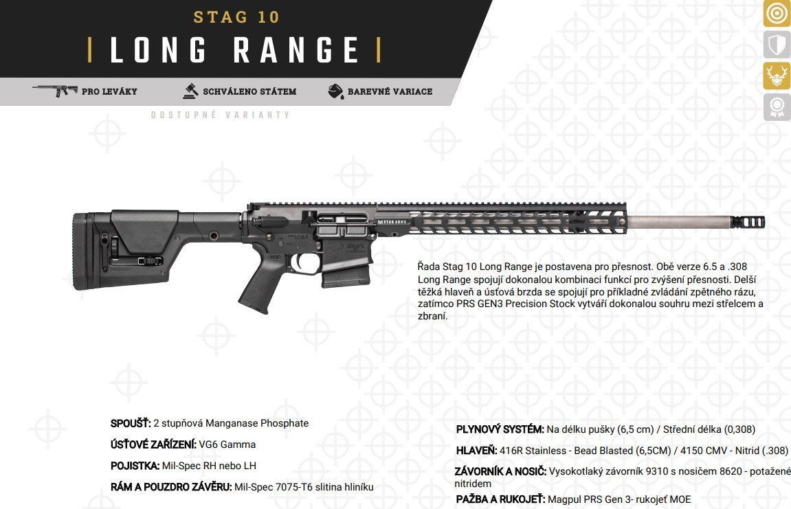 Puška sam. Stag Arms, Mod: STAG 10 Long Range, Ráže: .308 Win, hl.: 20", černá Puška sam. Stag Arms, Mod: STAG 10 Long Range, Ráže: .308 Win, hl.: 20", černá