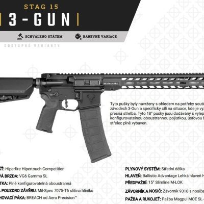 Puška sam. Stag Arms, Mod: STAG 15 3-Gun, Ráže: .223 Rem, hl.: 16", černá