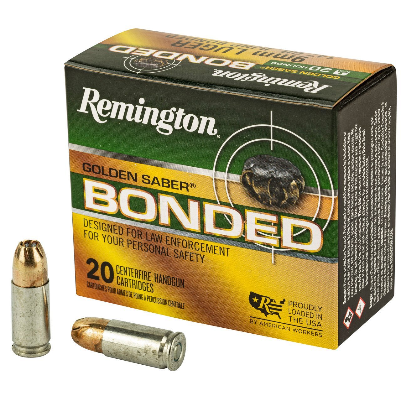 Náboj kulový Remington, Golden Sabre, 9mm Luger, 147GR (9,52g), BJHP Bonded Náboj kulový Remington, Golden Sabre, 9mm Luger, 147GR (9,52g), BJHP Bonded