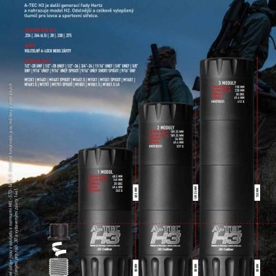 Tlumič A-TEC, model H3, 3 modulový, pro ráže do 6,5mm, na závit M14x1mm