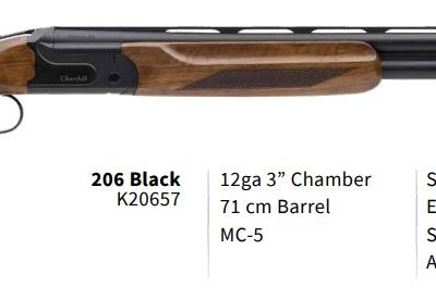 Broková kozlice Akkar, Mod: Churchill 206 Black II, Ráže: 12x76mm, hl: 71cm, výběr ořech