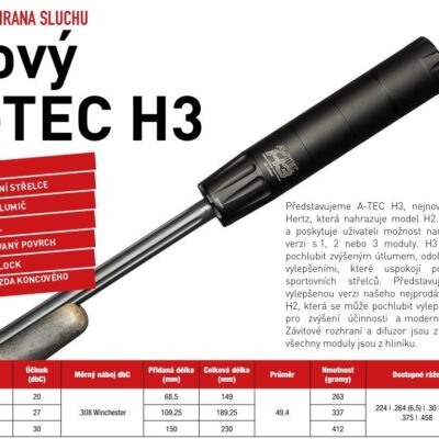 Tlumič A-TEC, model H3, 3 modulový, pro ráže do .458" (11,5mm), na závit M18x1mm