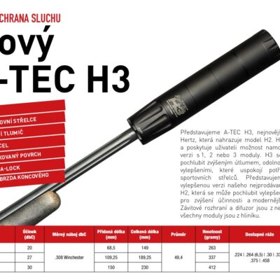 Tlumič A-TEC, model H3, 3 modulový, pro ráže do .458" (11,5mm), na závit M17x1mm