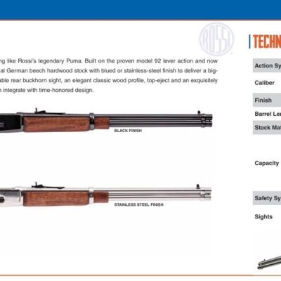 Puška opak. Rossi, Model: Puma Classic, Ráže: .45 Colt, hl.: 16" (406mm),8 ran, nerez