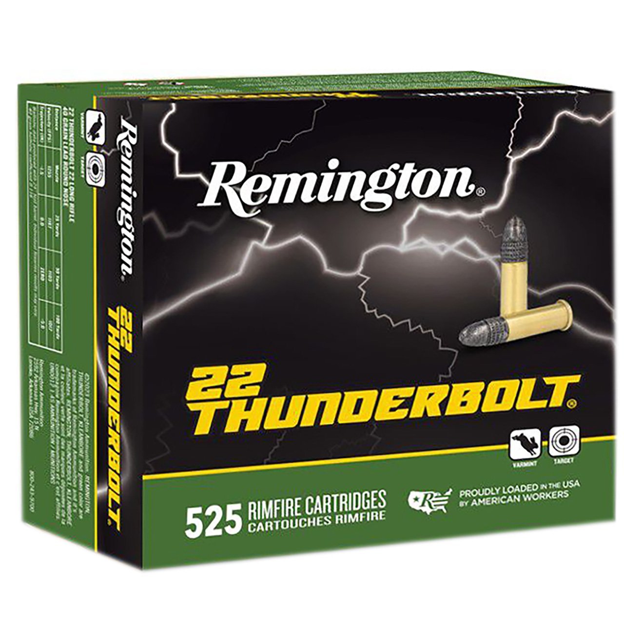 Náboj kulový Remington, Thunderbolt, .22 LR, 40GR (2,60g), baleno po 525ks Náboj kulový Remington, Thunderbolt, .22 LR, 40GR (2,60g), baleno po 525ks