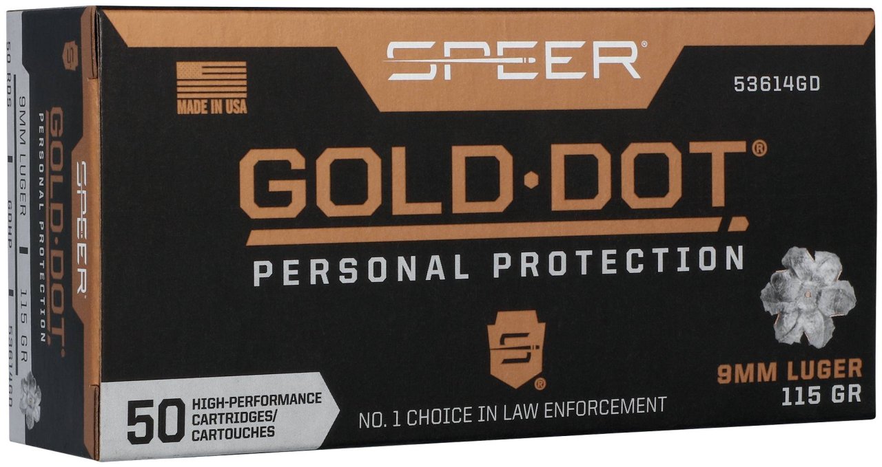 Náboj kulový Speer, Personal Protection, 9mm Luger, 115GR (7,5g), Gold Dot HP Náboj kulový Speer, Personal Protection, 9mm Luger, 115GR (7,5g), Gold Dot HP