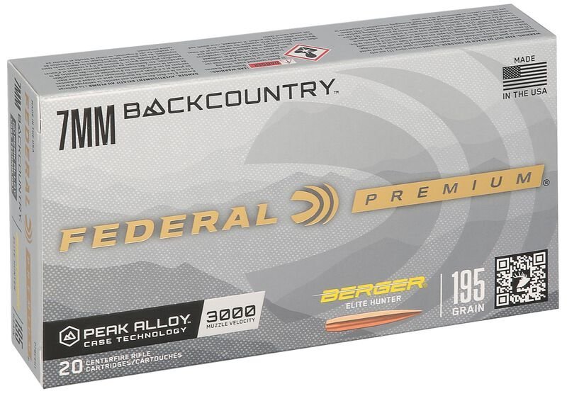 Náboj kulový Federal, Premium, 7mm Backcountry, 195GR (12,64g), Berger Elite Hunter Náboj kulový Federal, Premium, 7mm Backcountry, 195GR (12,64g), Berger Elite Hunter