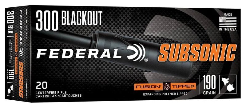 Náboj kulový Federal, Fusion Subsonic, .300 AAC Blackout, 190GR (12,31g), FSE Náboj kulový Federal, Fusion Subsonic, .300 AAC Blackout, 190GR (12,31g), FSE