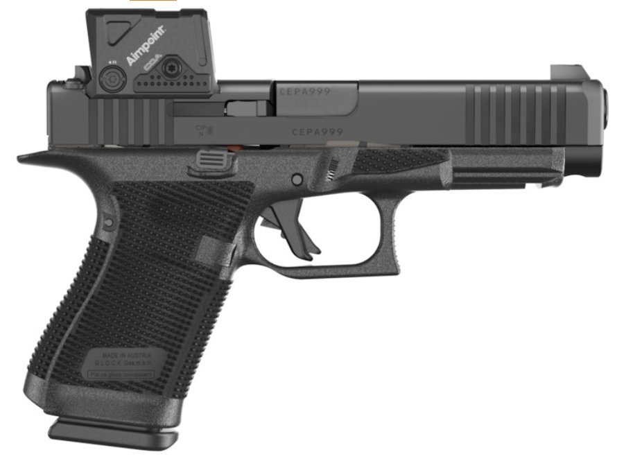 Pistole samonab. Glock, Model: G49 Gen6 COA, Ráže: 9mm Luger, kolimátor Aimpoint Pistole samonab. Glock, Model: G49 Gen6 COA, Ráže: 9mm Luger, kolimátor Aimpoint