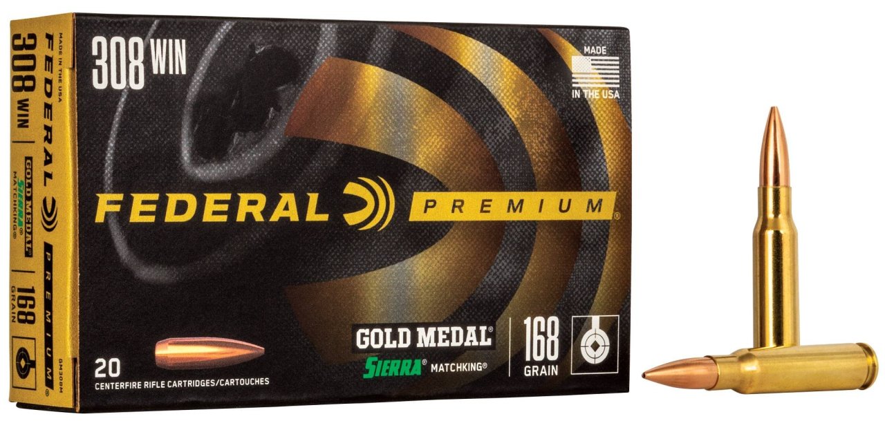 Náboj kulový Federal, Premium Gold Medal,.308 Win., 168GR, Sierra Match King BTHP Náboj kulový Federal, Premium Gold Medal,.308 Win., 168GR, Sierra Match King BTHP