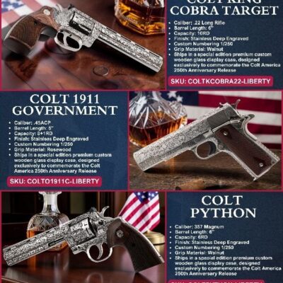Pistole Colt, Model: 1911 250th Anniversary Set, Ráže: .45 ACP, hl.: 5" (127mm), nerez