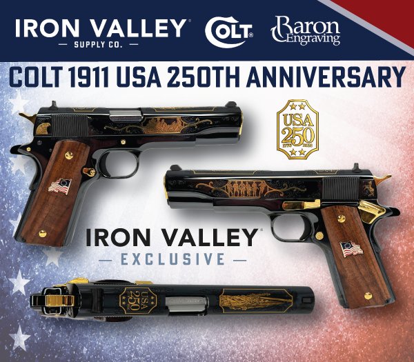 Pistole Colt. Model: 1911 250th Anniversary, Ráže: .45 ACP, hl.: 5", černěny SPECIAL Pistole Colt. Model: 1911 250th Anniversary, Ráže: .45 ACP, hl.: 5", černěny SPECIAL